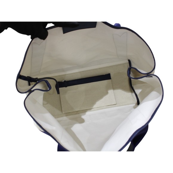 Balenciaga Beige Blue Tote Navy Cabas Bag Leather - Picture 8 of 9